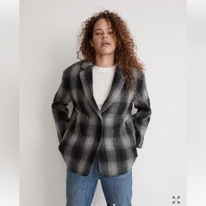 Madewell Oversized Dorset Blazer in Buffalo Check Boiled Wool NWT